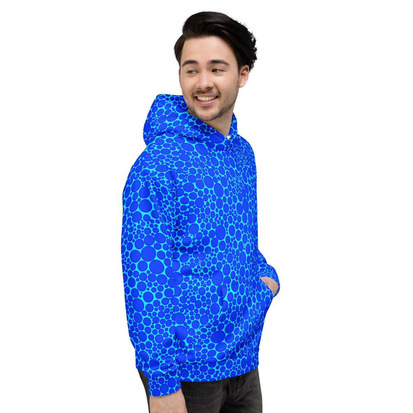 Unisex Hoodie - Blue Dots on Electric Blue