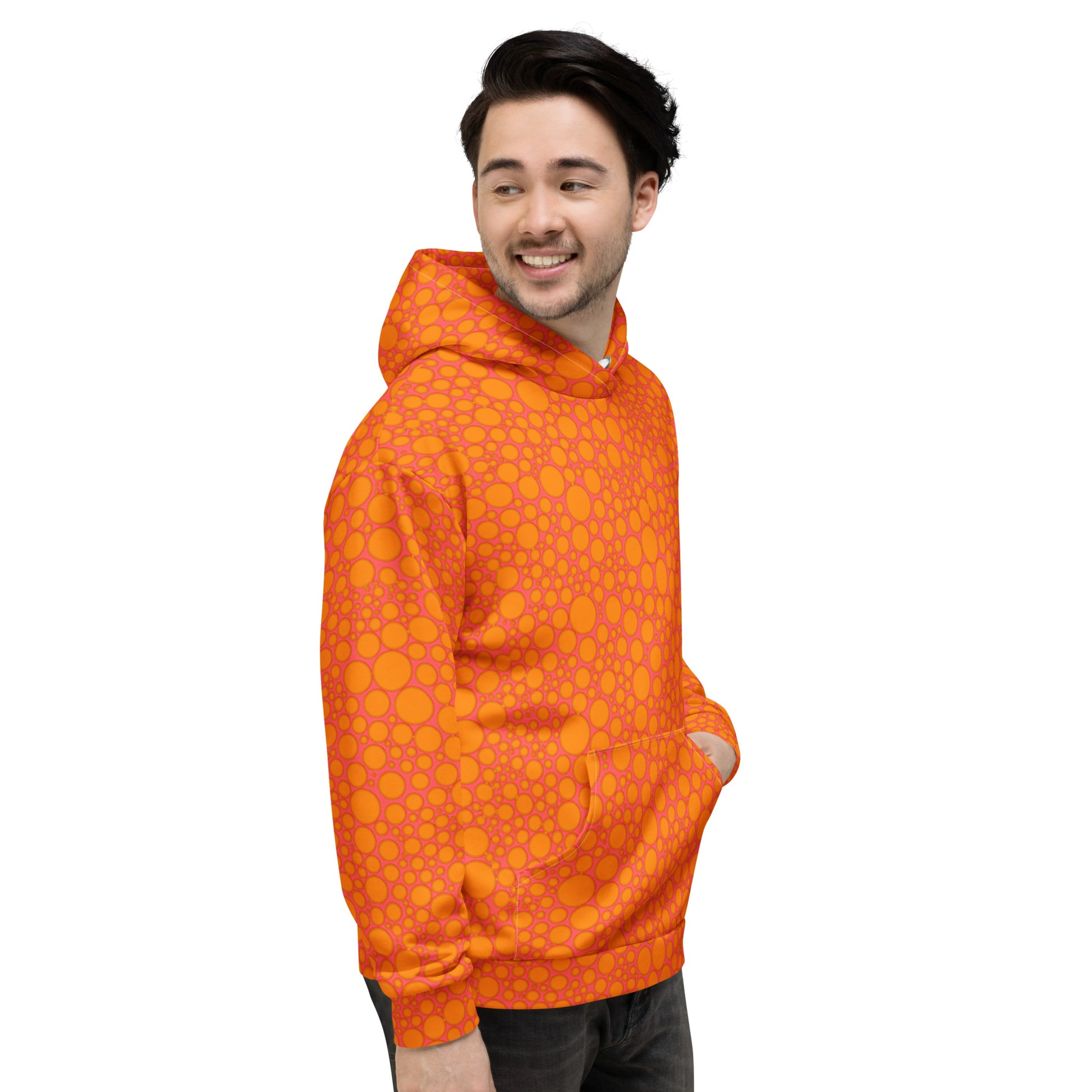 Unisex Hoodie - Orange Dots on Pink