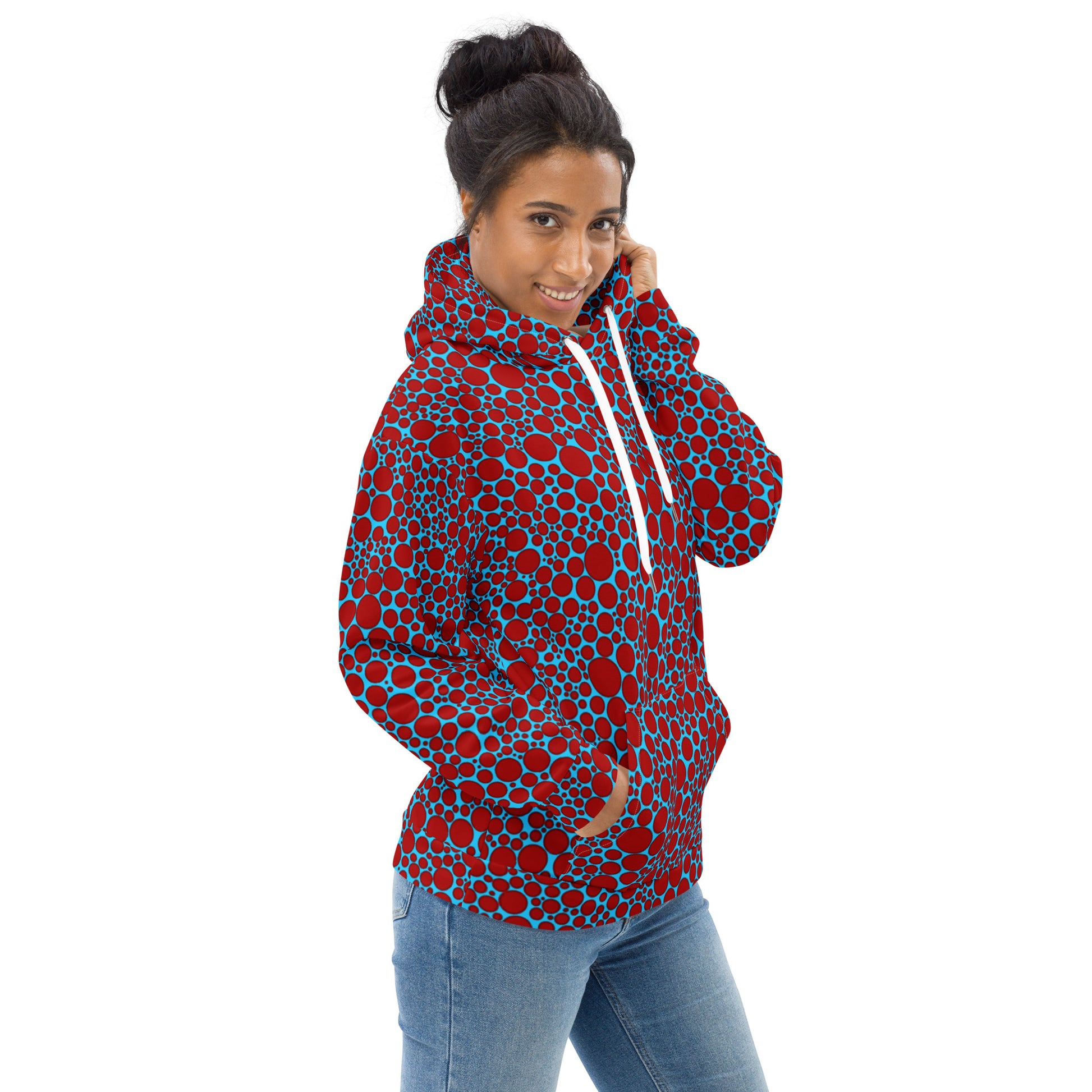 Unisex Hoodie - Red Dots on Blue