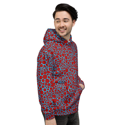 Unisex Hoodie - Red Dots on Blue