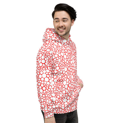 Unisex Hoodie - White Dots on Red