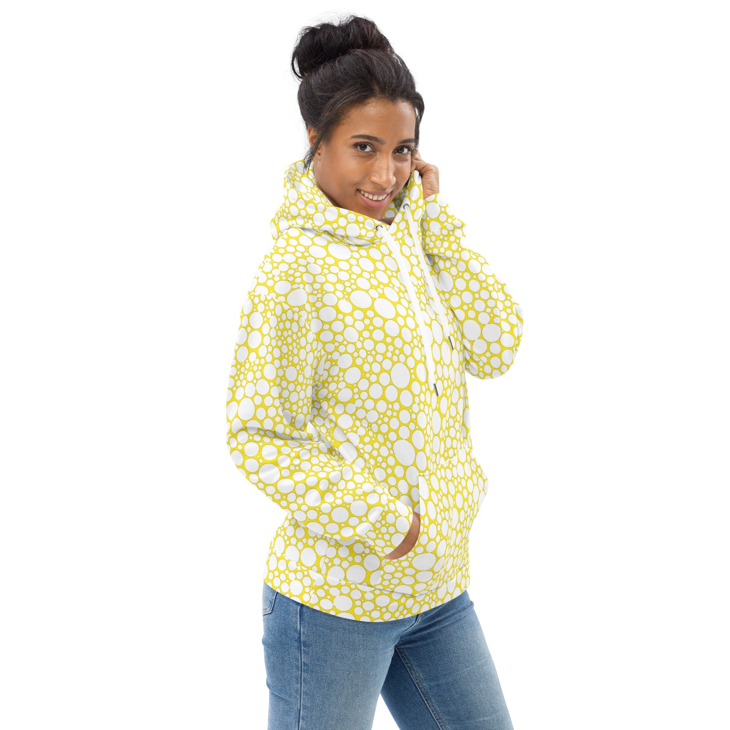 Unisex Hoodie - White Dots on Yellow