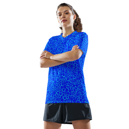 Unisex Sports Jersey - Blue Dots on Electric Blue