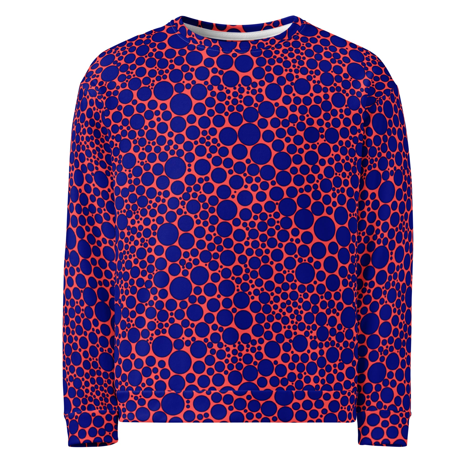 Unisex Sweatshirt - Navy Blue Dots on Orange