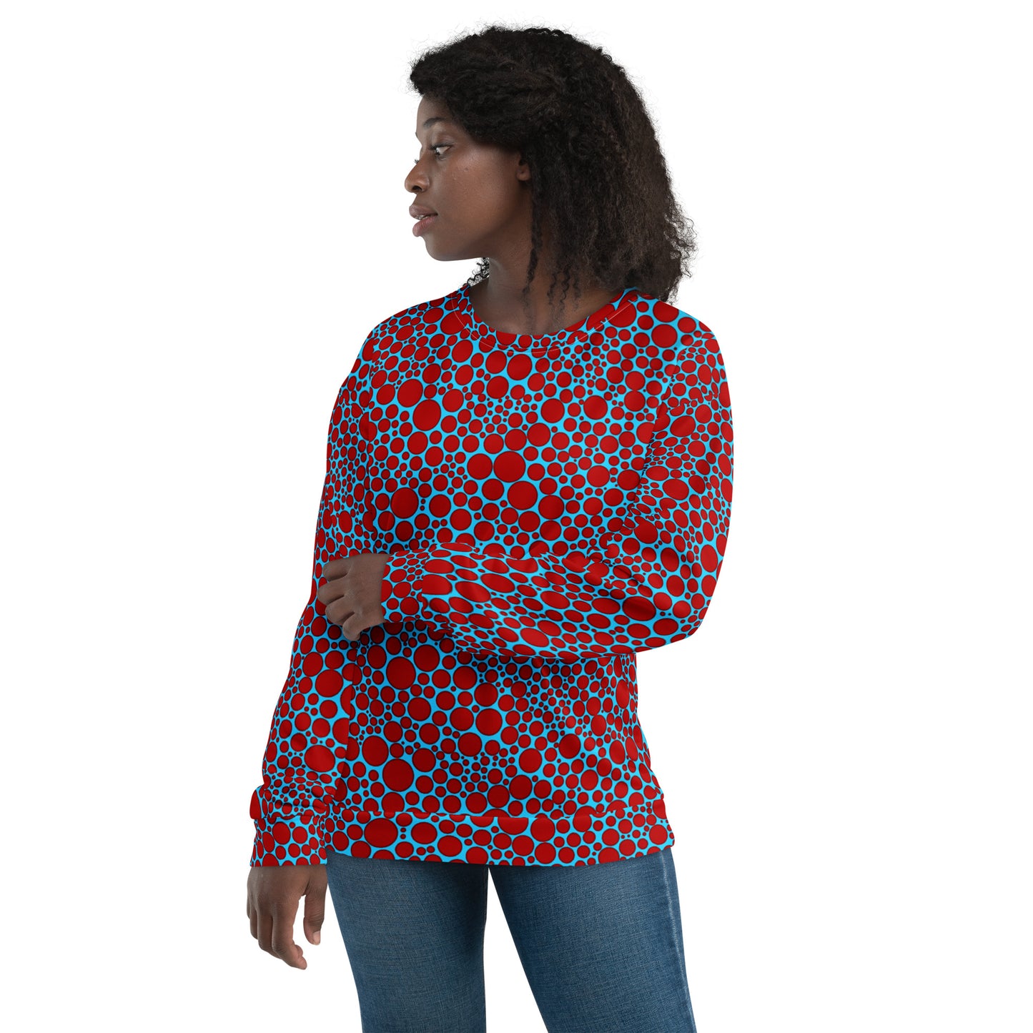 Unisex Sweatshirt - Red Dots on Blue