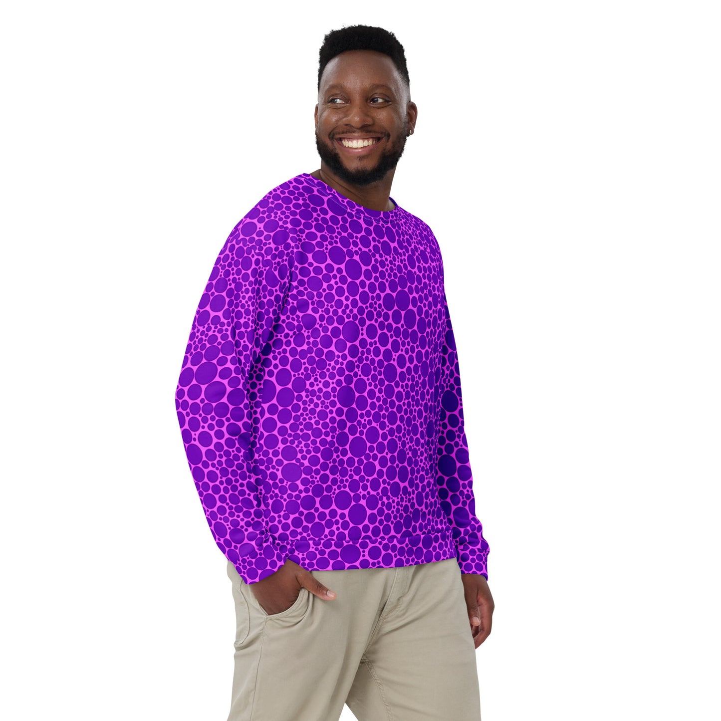 Unisex Sweatshirt - Purple Dots on Pink