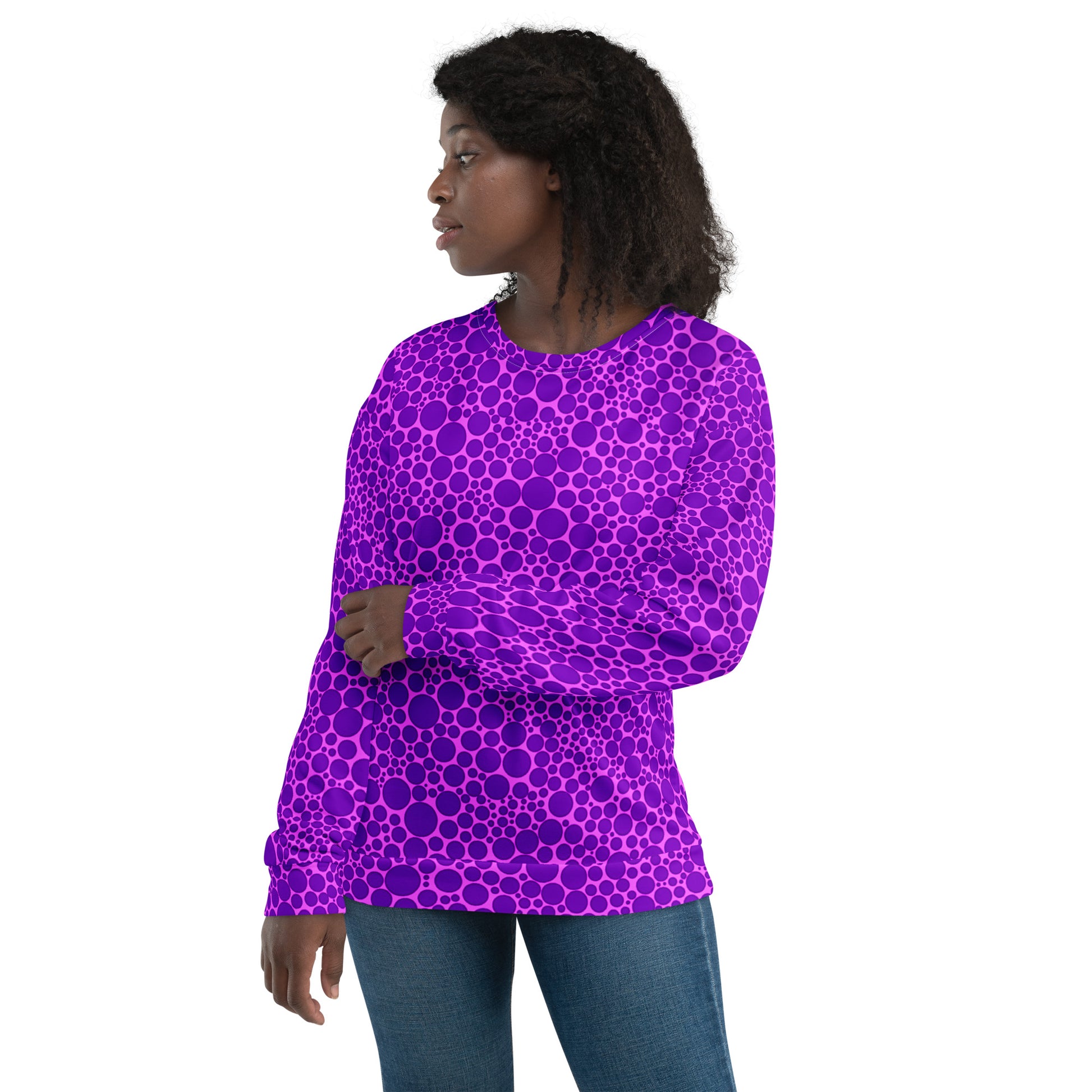 Unisex Sweatshirt - Purple Dots on Pink