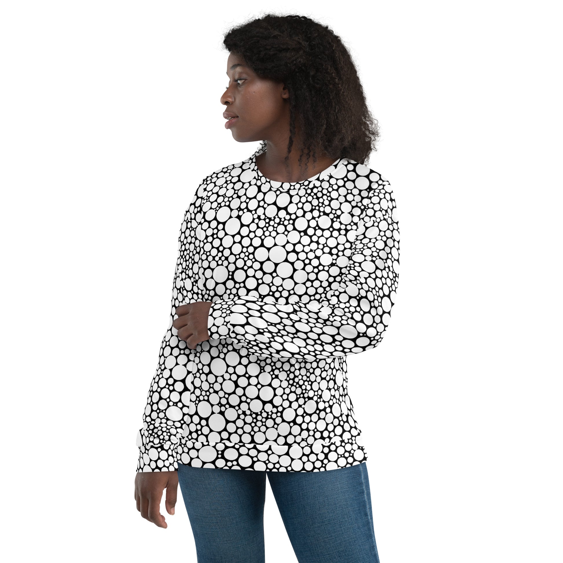 Unisex Sweatshirt - White Dots on Black