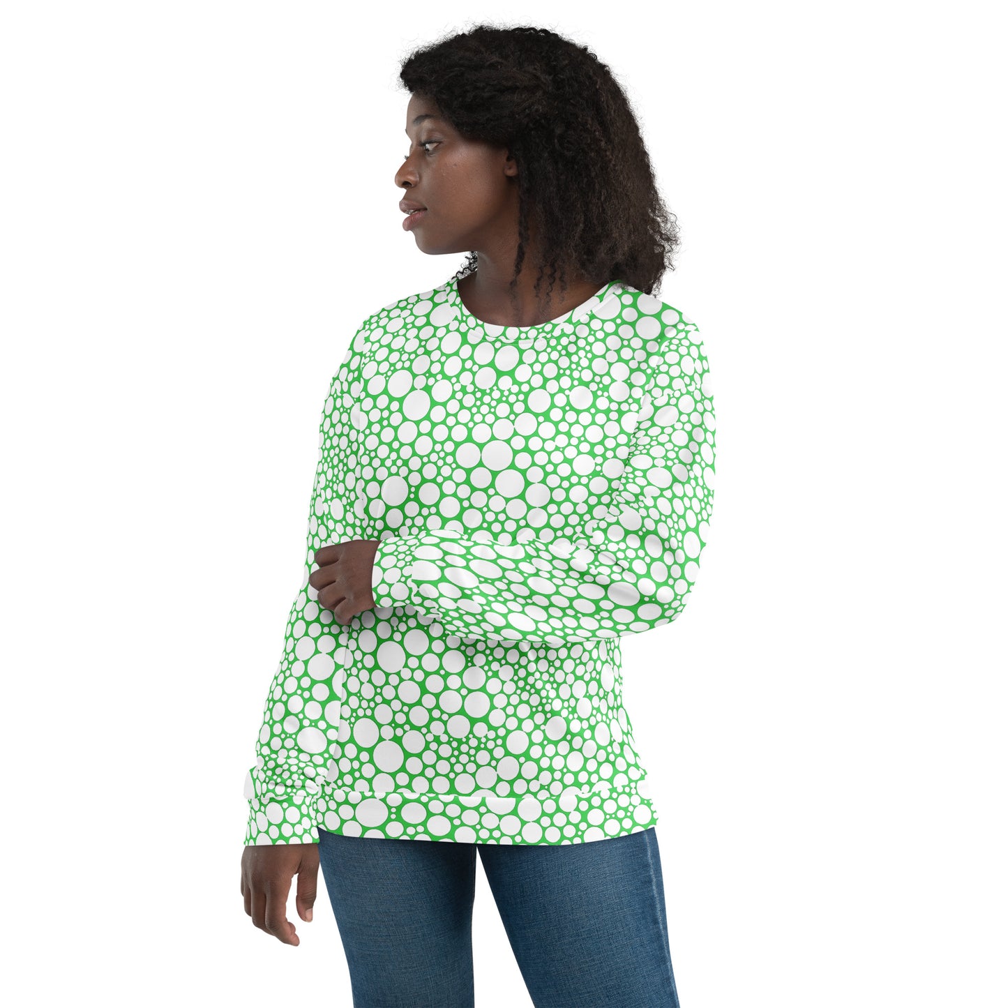 Unisex Sweatshirt - White Dots on Forest Green