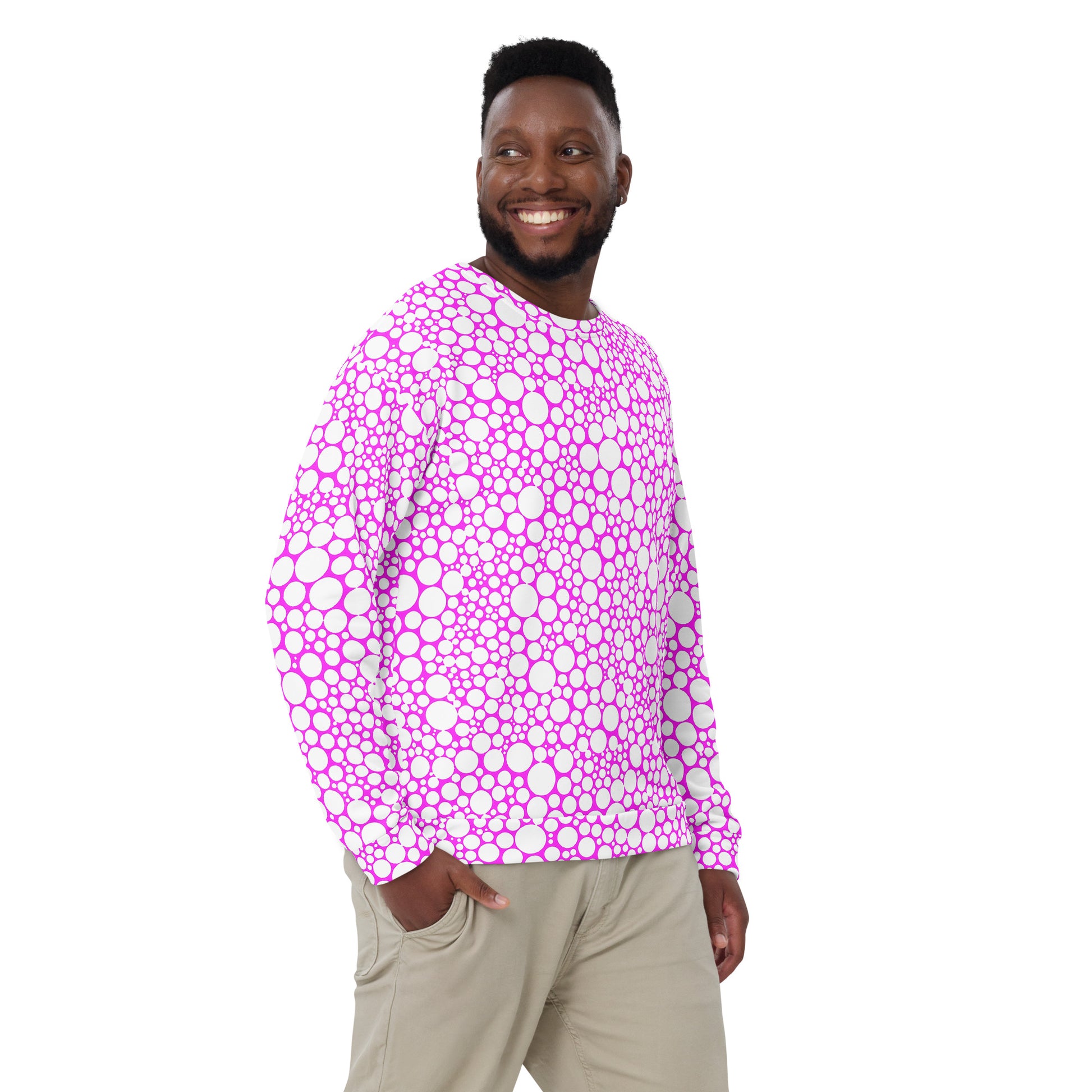 Unisex Sweatshirt - White Dots on Fuchsia