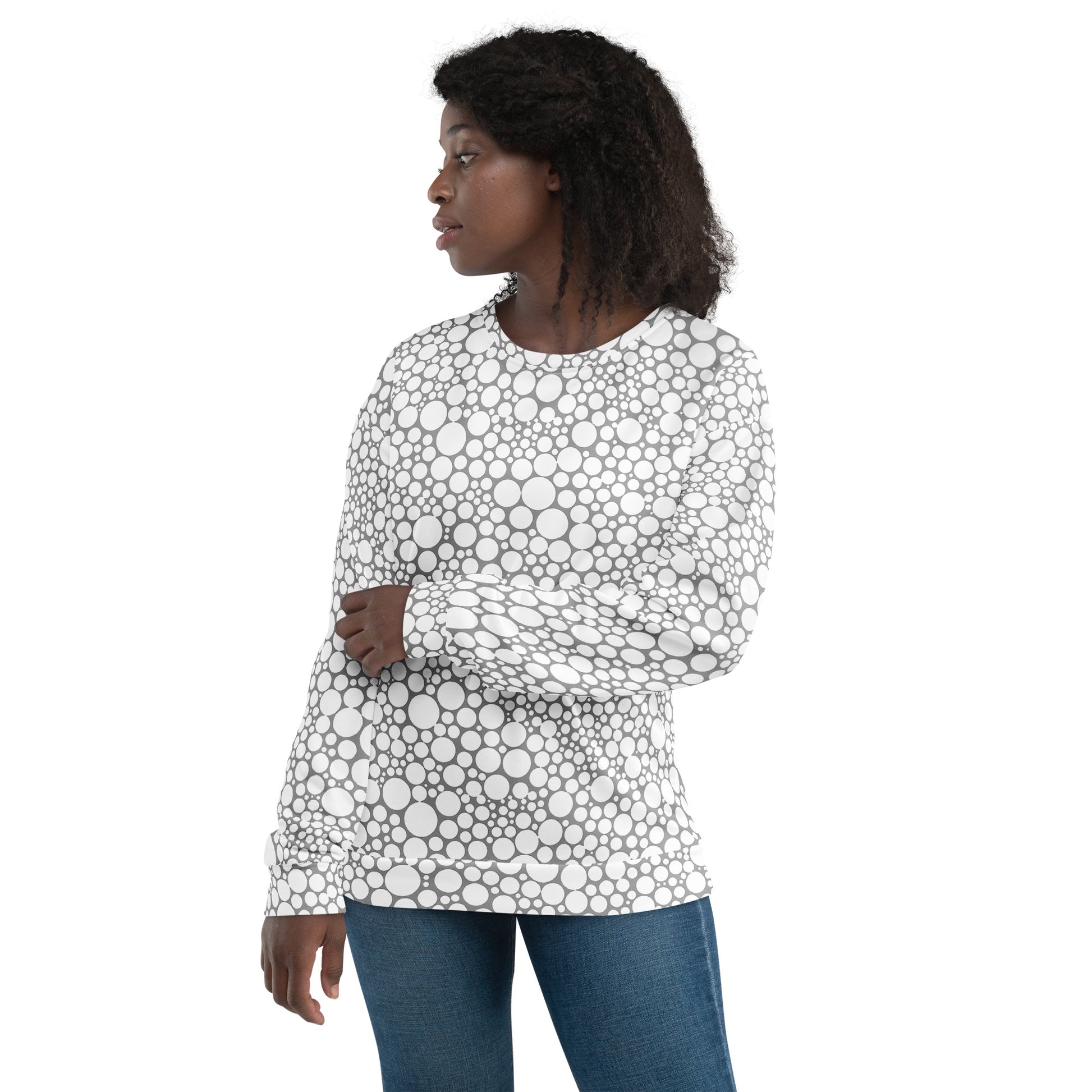 Unisex Sweatshirt - White Dots on Gray