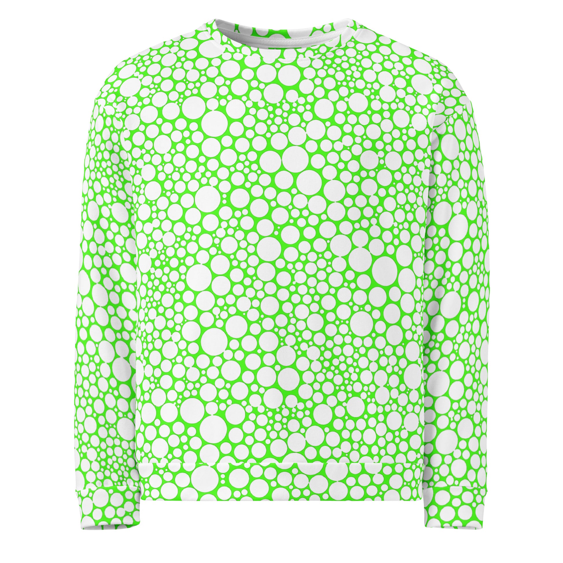 Unisex Sweatshirt - White Dots on Neon Green