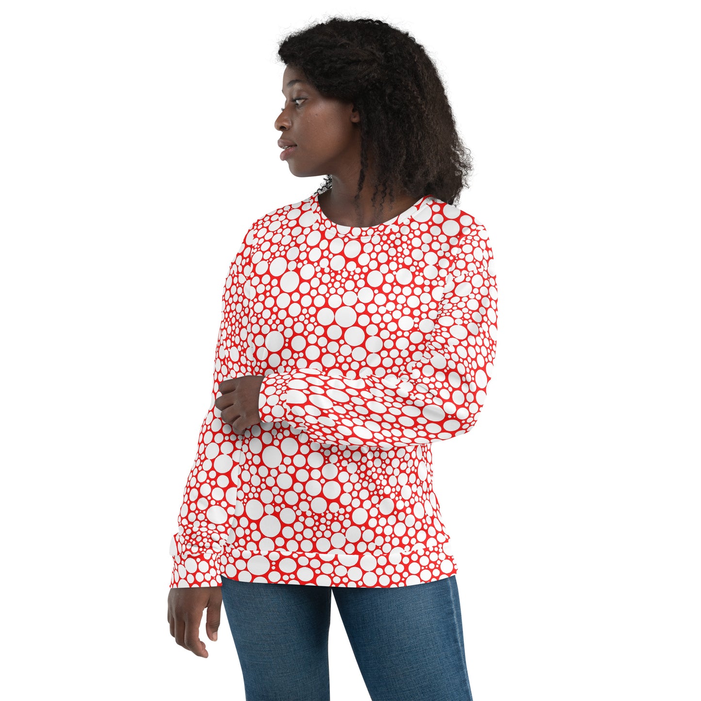 Unisex Sweatshirt - White Dots on Red