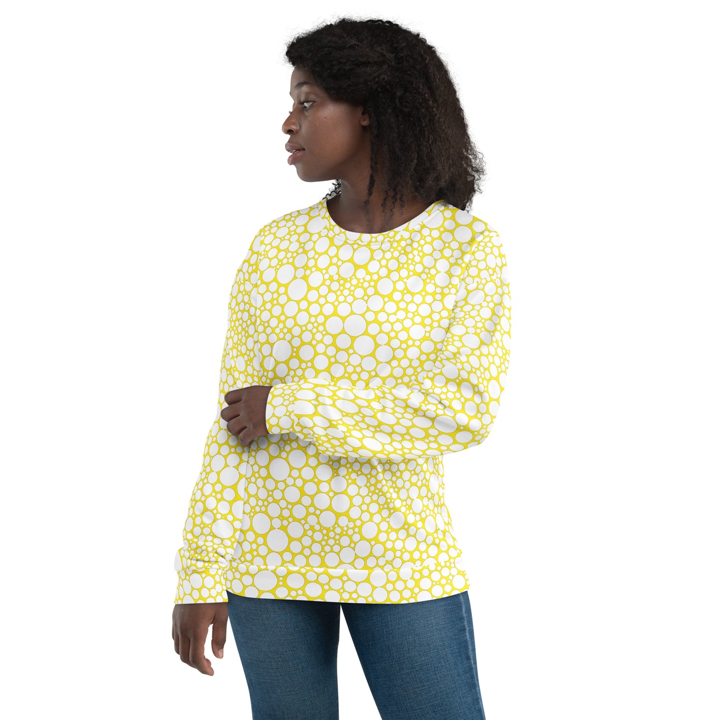 Unisex Sweatshirt - White Dots on Yellow