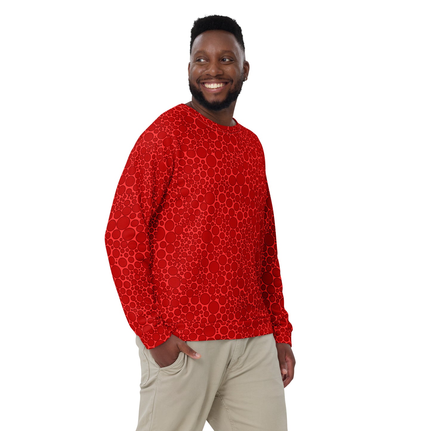 Unisex Sweatshirt - Dark Red Dots on Bright Red