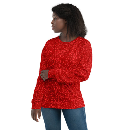 Unisex Sweatshirt - Dark Red Dots on Bright Red