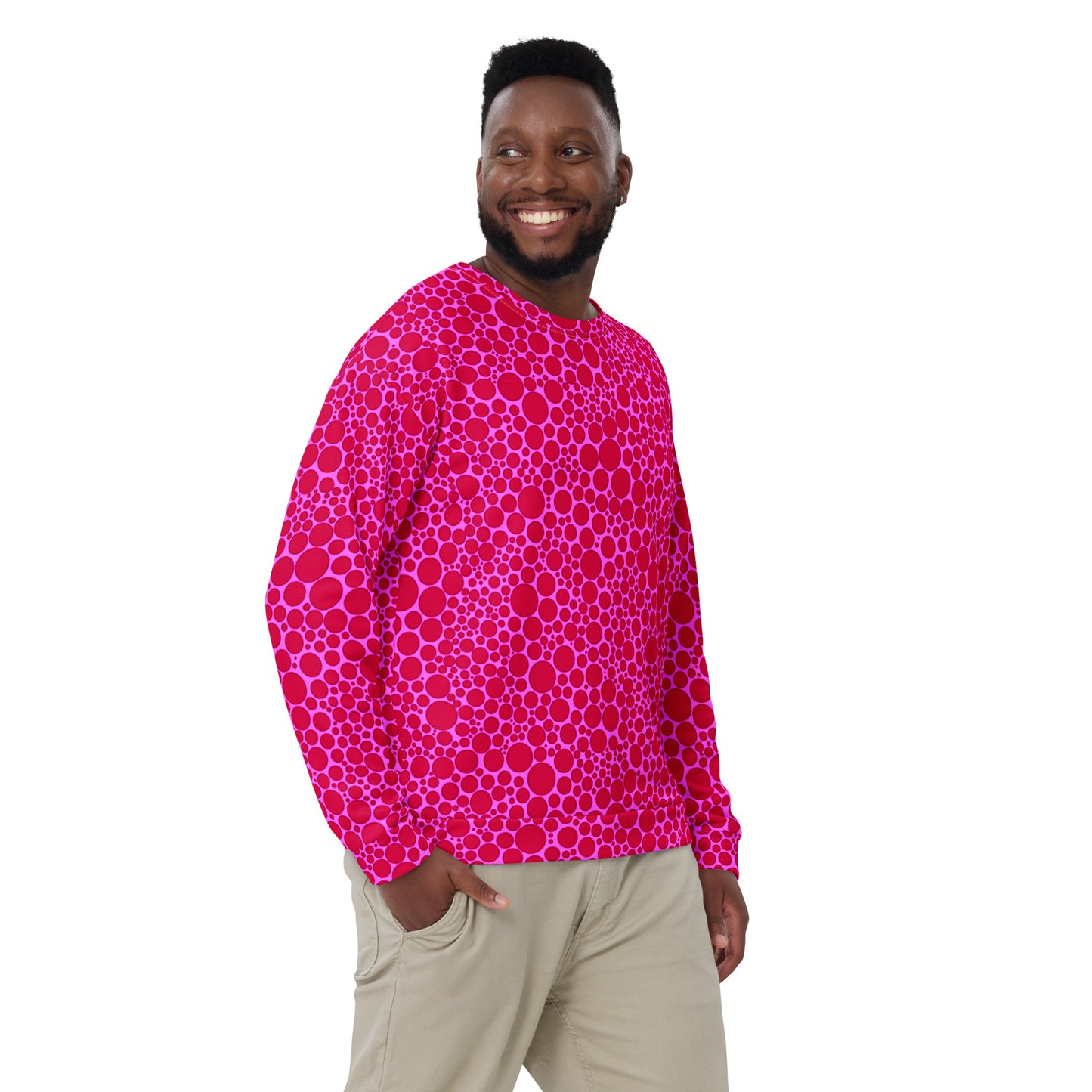 Unisex Sweatshirt - Red Dots on Pink