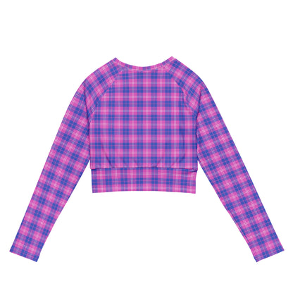 back long sleeve crop top indigo and pink