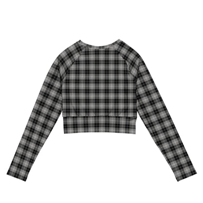 back long-sleeve crop top black & white