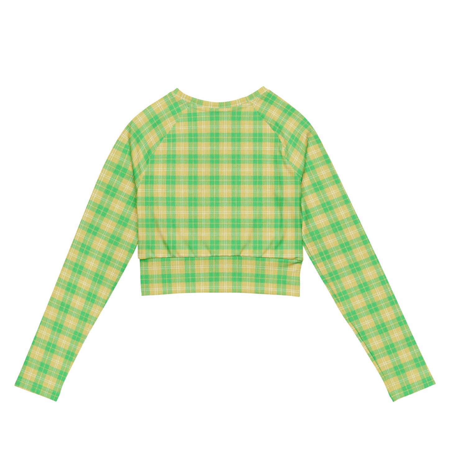 back long sleeve crop top green and yellow