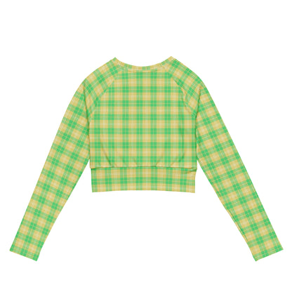 back long sleeve crop top green and yellow