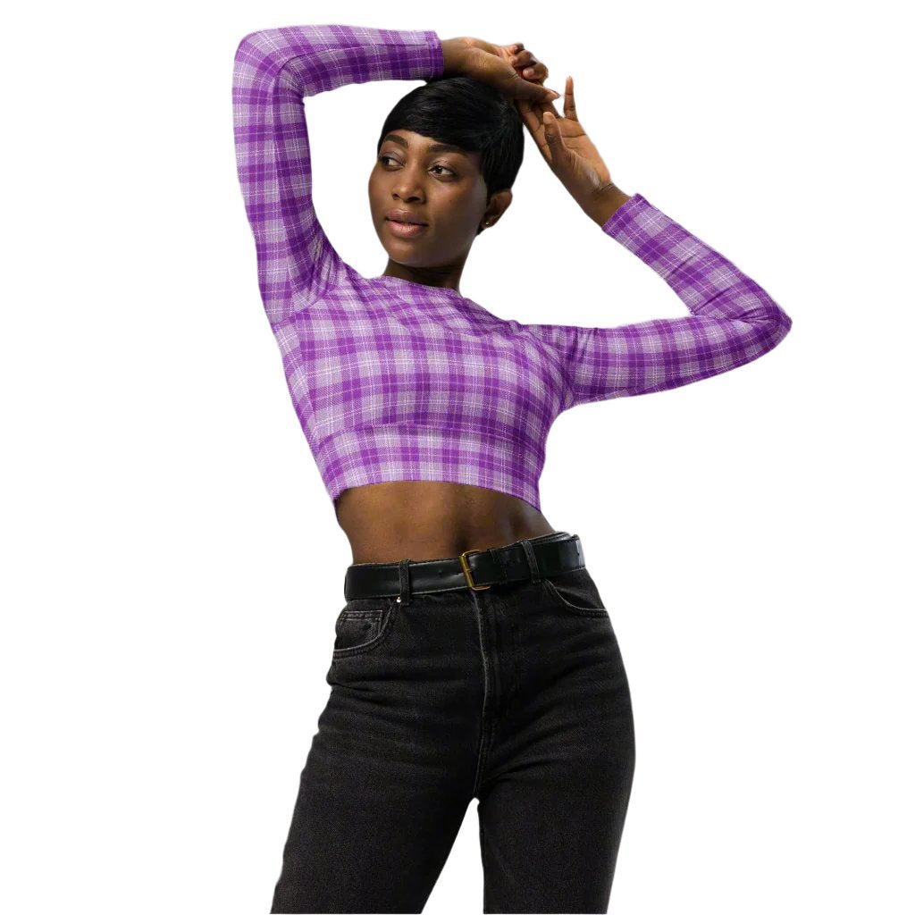 Woman with a Purple Pop long sleeve crop top