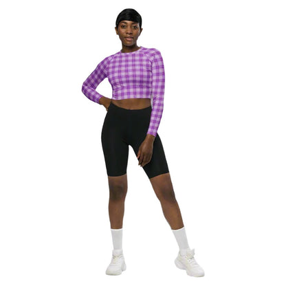 Woman with a Purple Pop long sleeve crop top