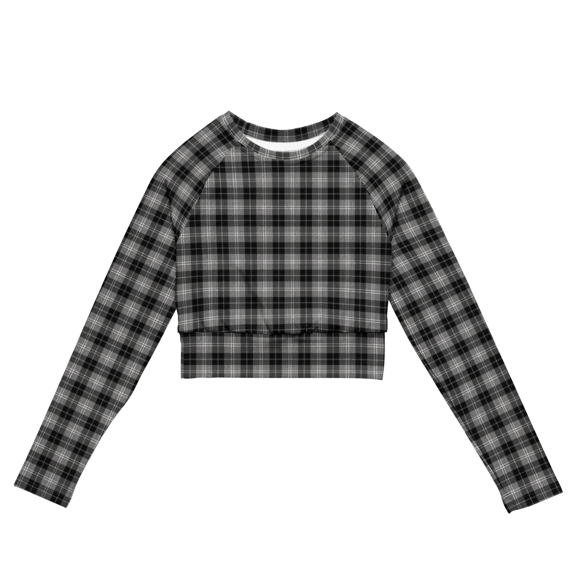 front black & white long sleeve crop top