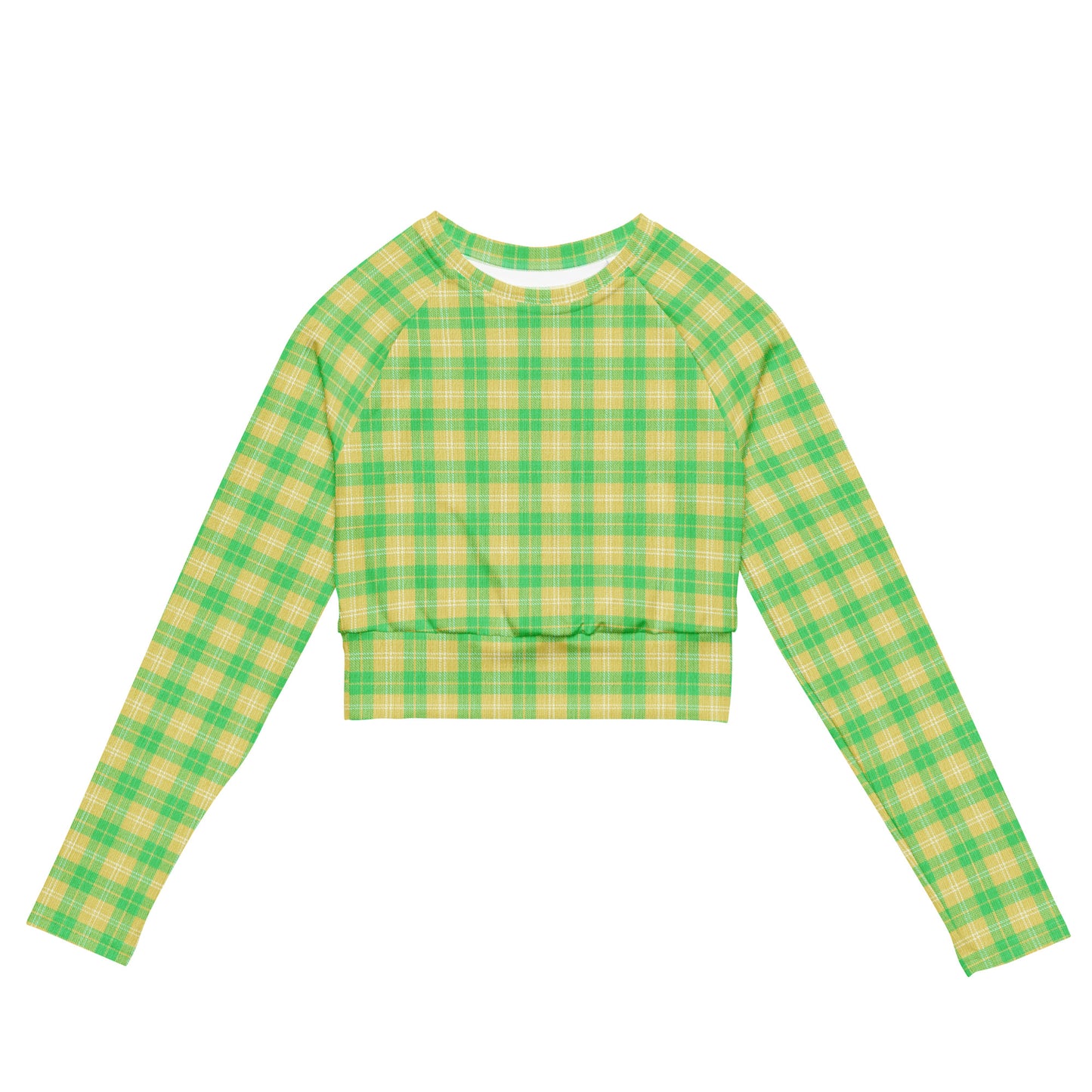 long sleeve crop top green and yellow