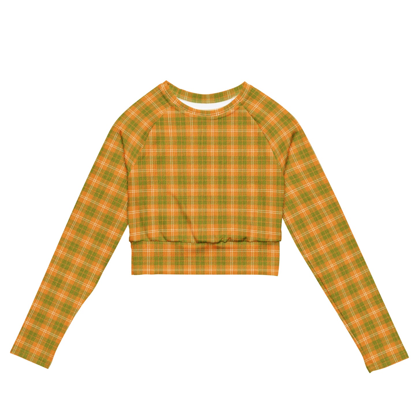 long sleeve crop top orange and green