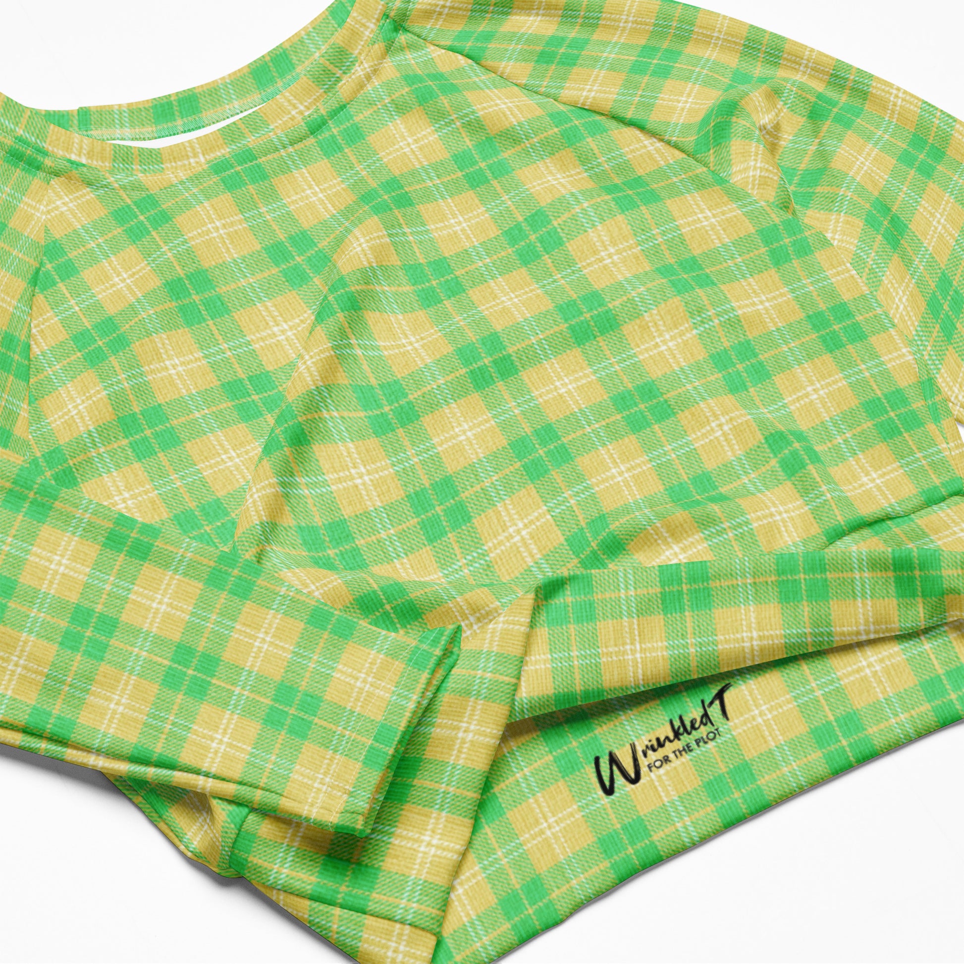 long sleeve crop top green and yellow