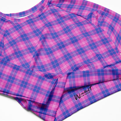 long sleeve crop top indigo and pink