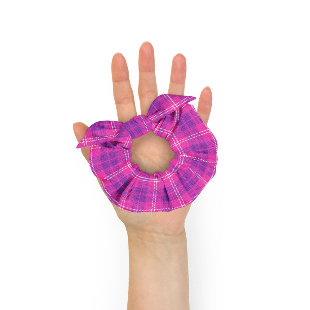  Indigo and Pink  Scrunchie with Bow