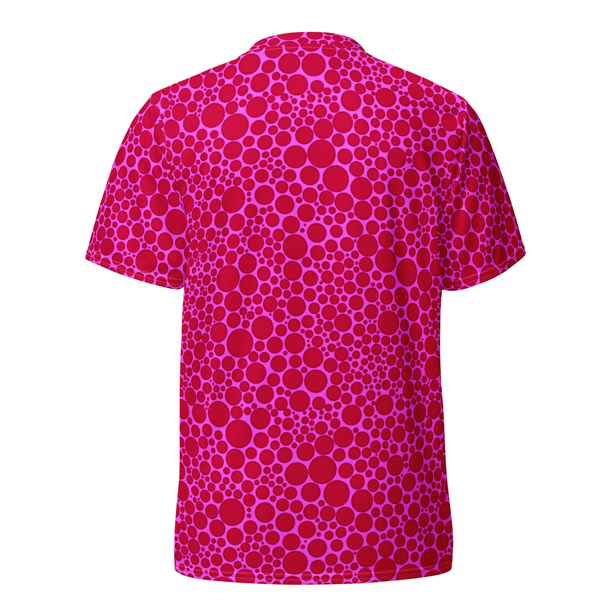 Red On Pink Unisex Sports Jersey Polka Dots