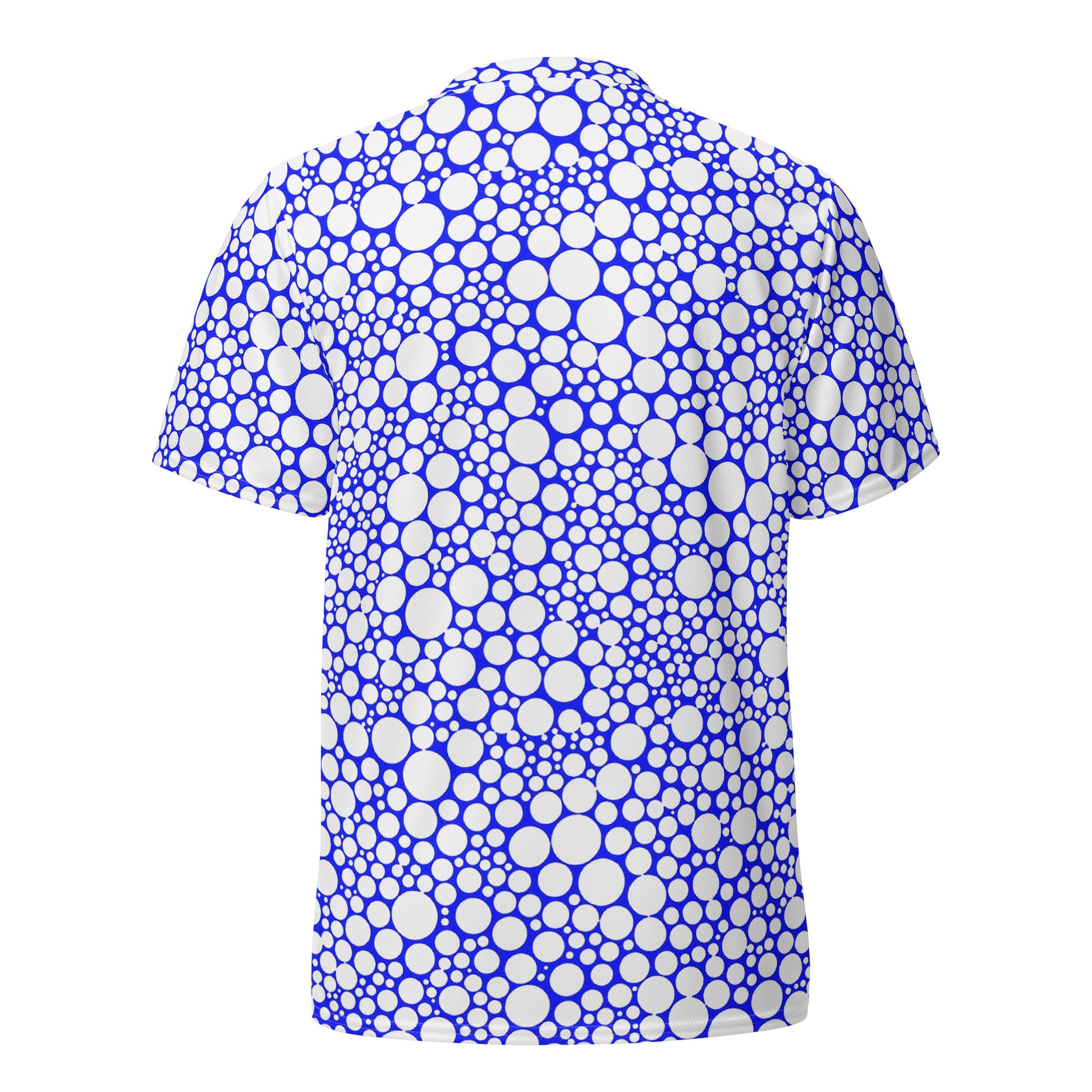 Unisex Sports Jersey - White on Midnight Blue Dots