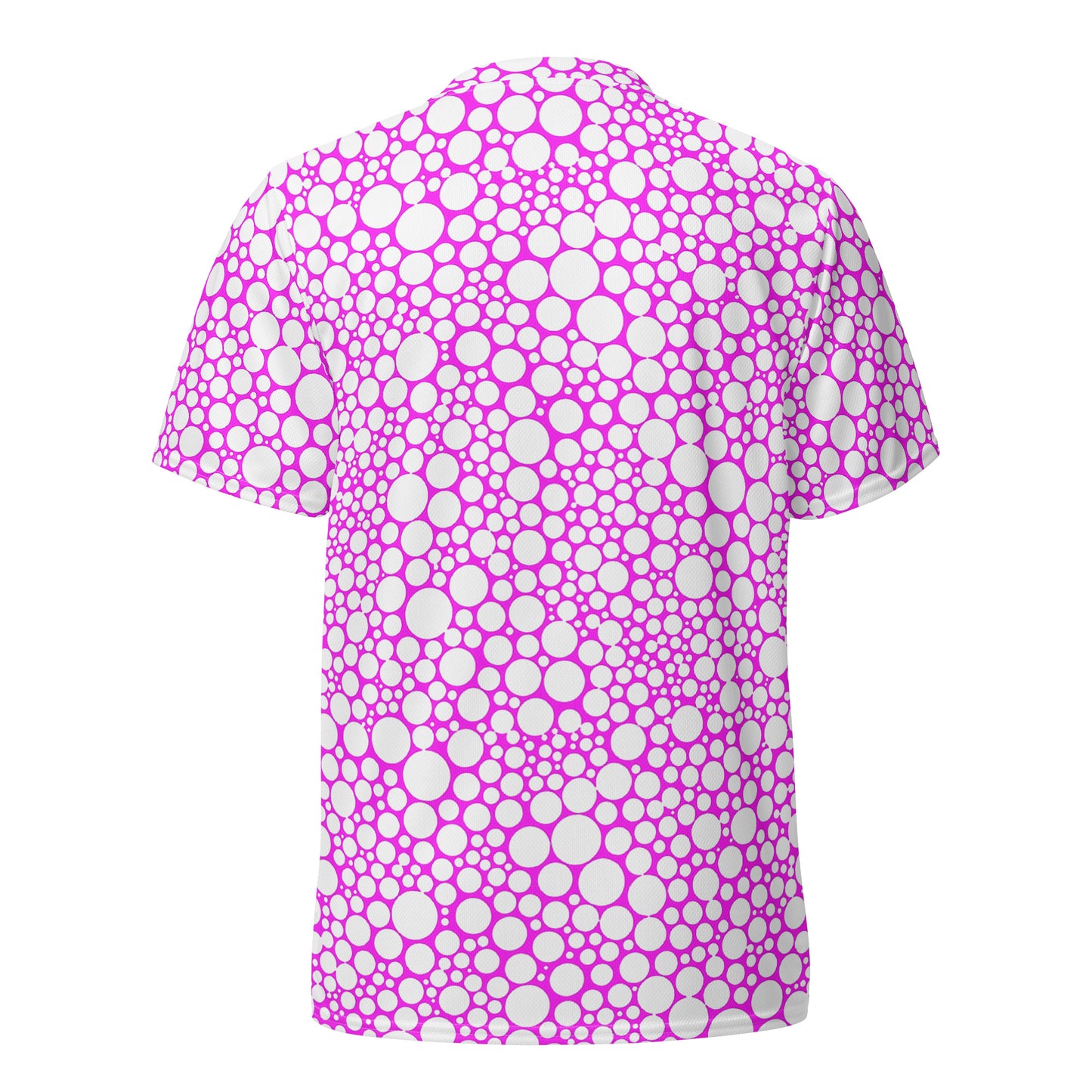 Unisex Sports Jersey - White on Fuchsia Dots