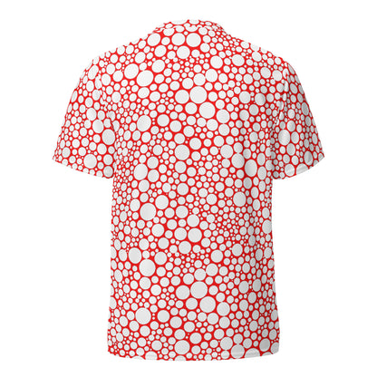 White Polka Dots on Red Unisex Sport Jersey