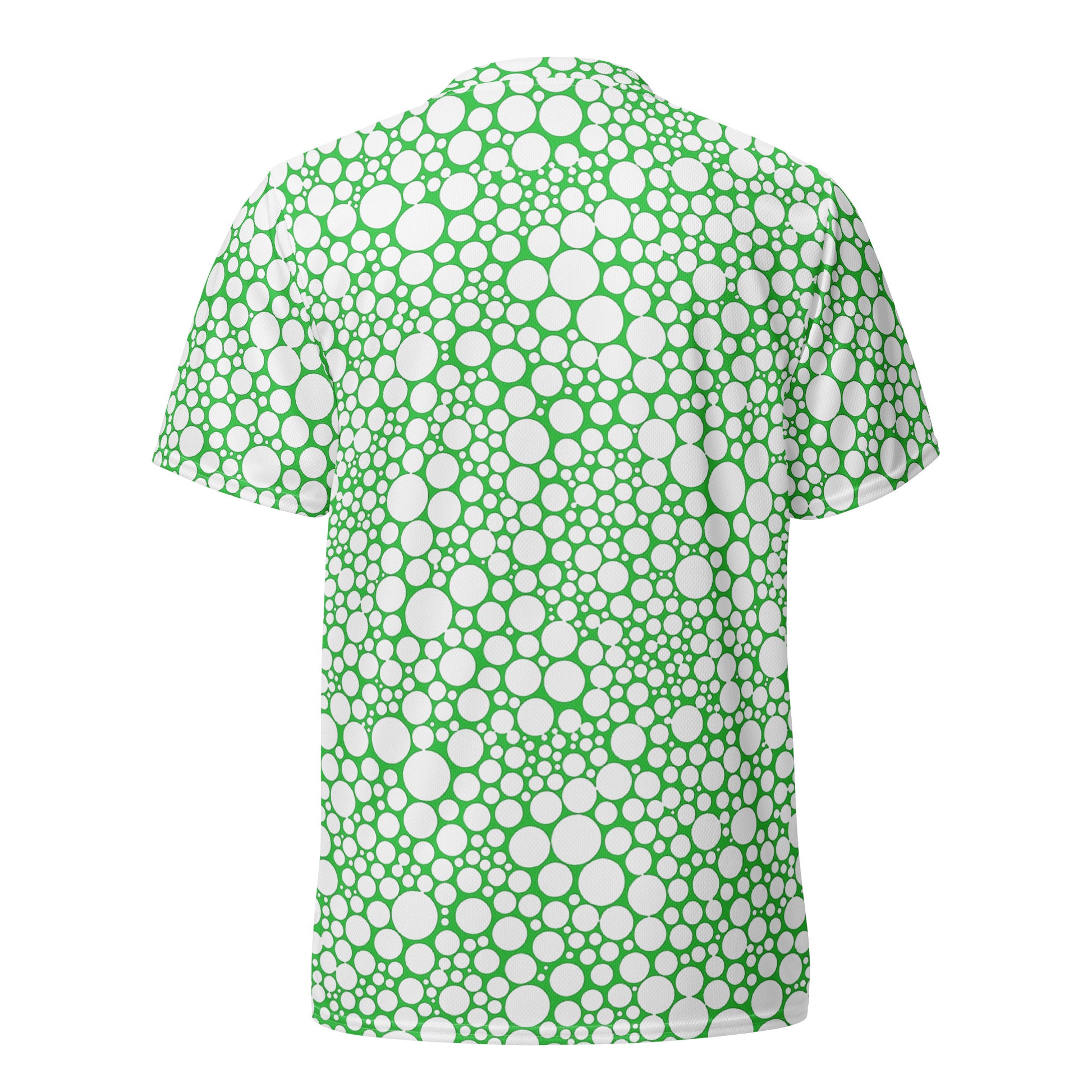 Unisex Sports Jersey - White on Forest Green Dots