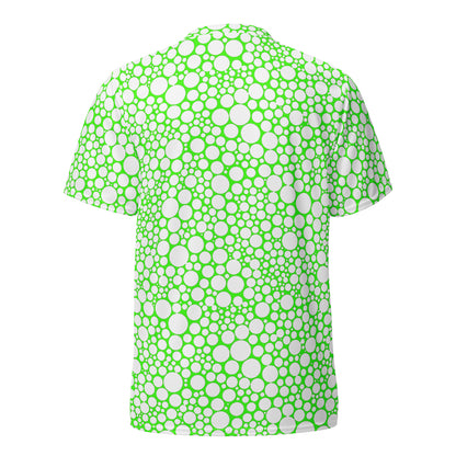 Unisex Sports Jersey - White on Neon Green Dots