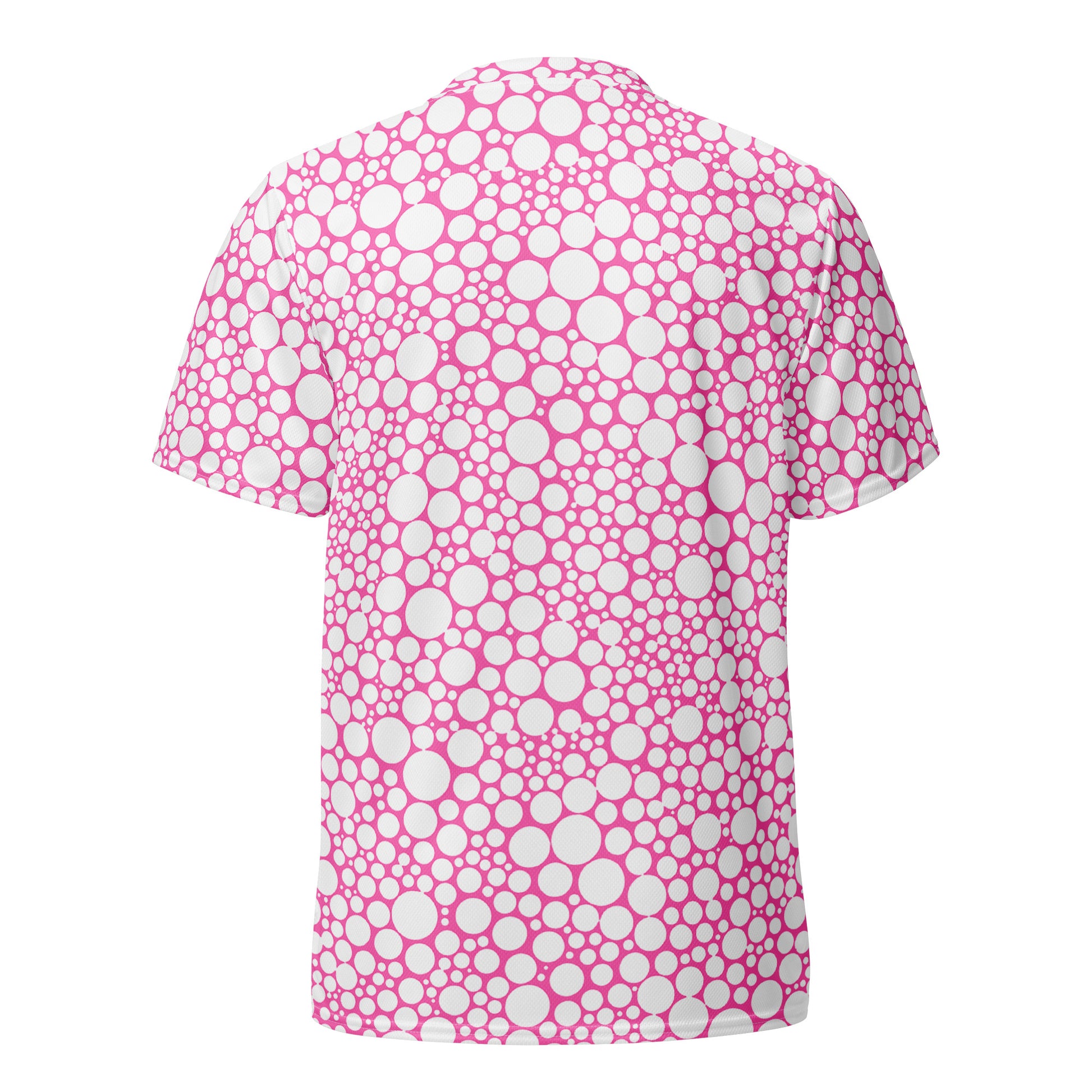 Unisex Sports Jersey - White on Bubblegum Dots