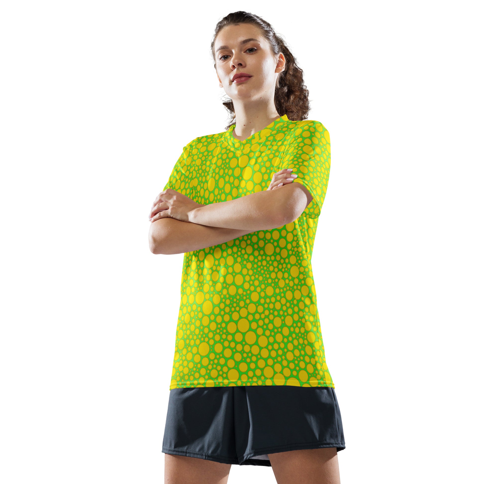 Unisex Sports Jersey - Yellow on Green Dots