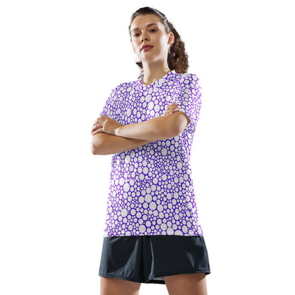 Unisex Sports Jersey - White on Purple Dots