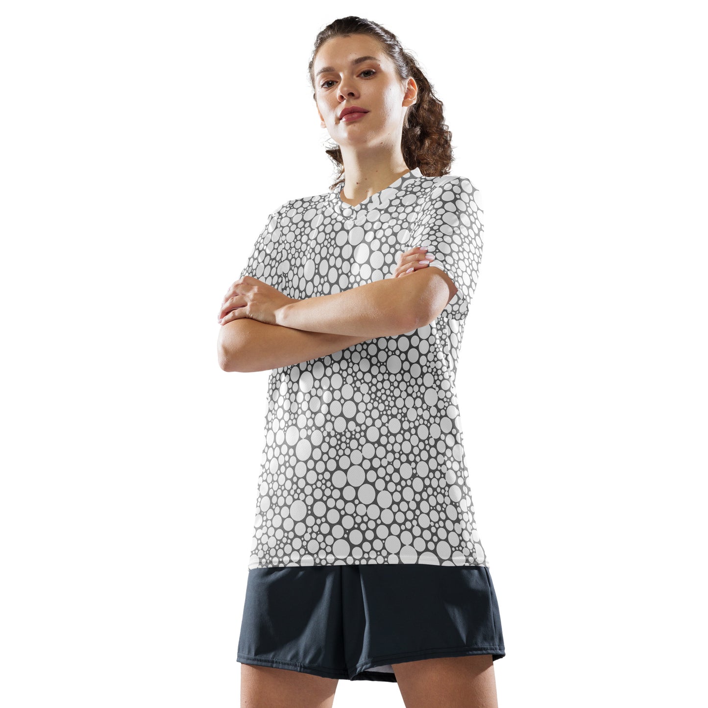 Unisex Sports Jersey - White on Gray Dots