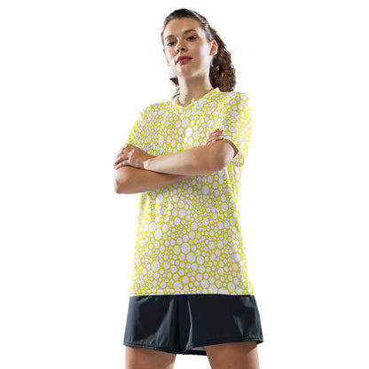 Unisex Sports Jersey - White on Yellow Dots