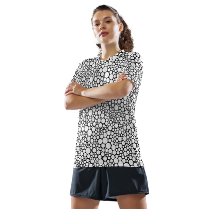 Unisex Sports Jersey - White on Black Dots