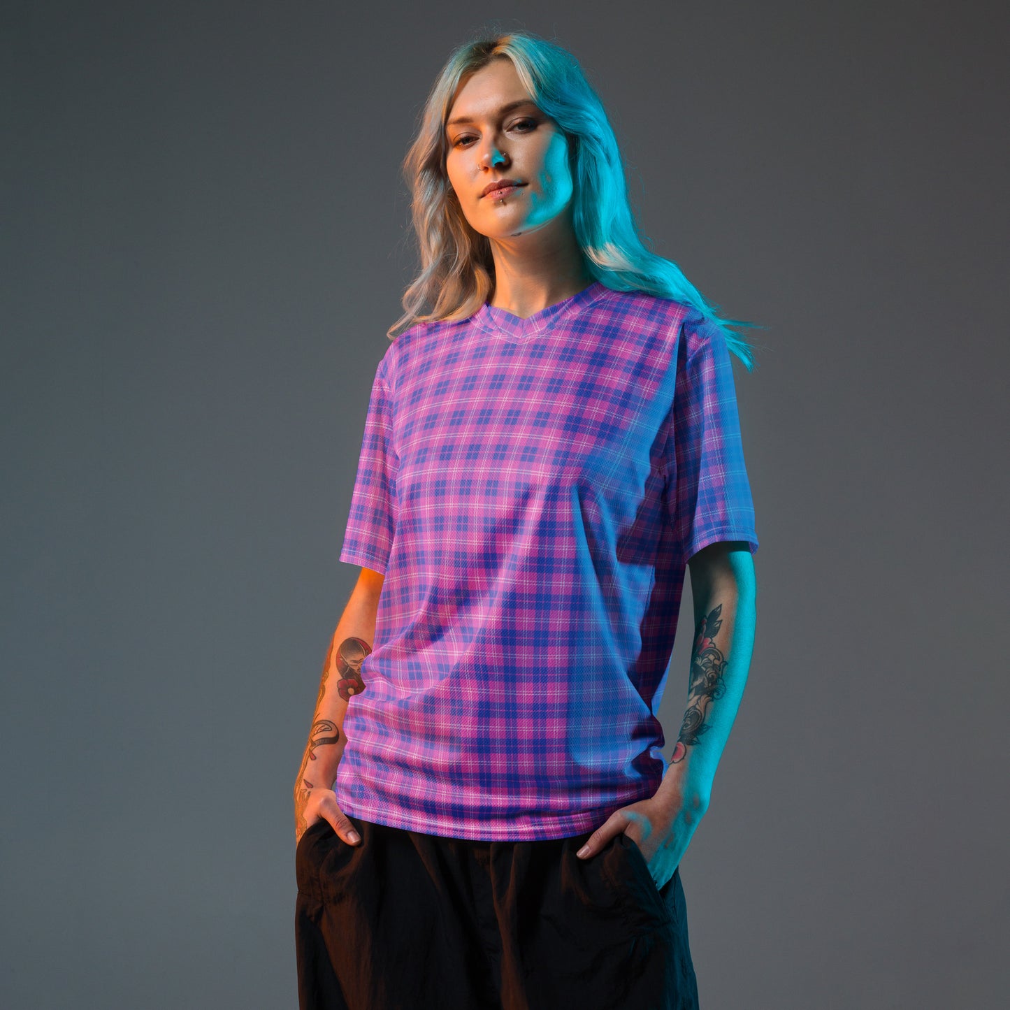 unisex sports jersey indigo and pink