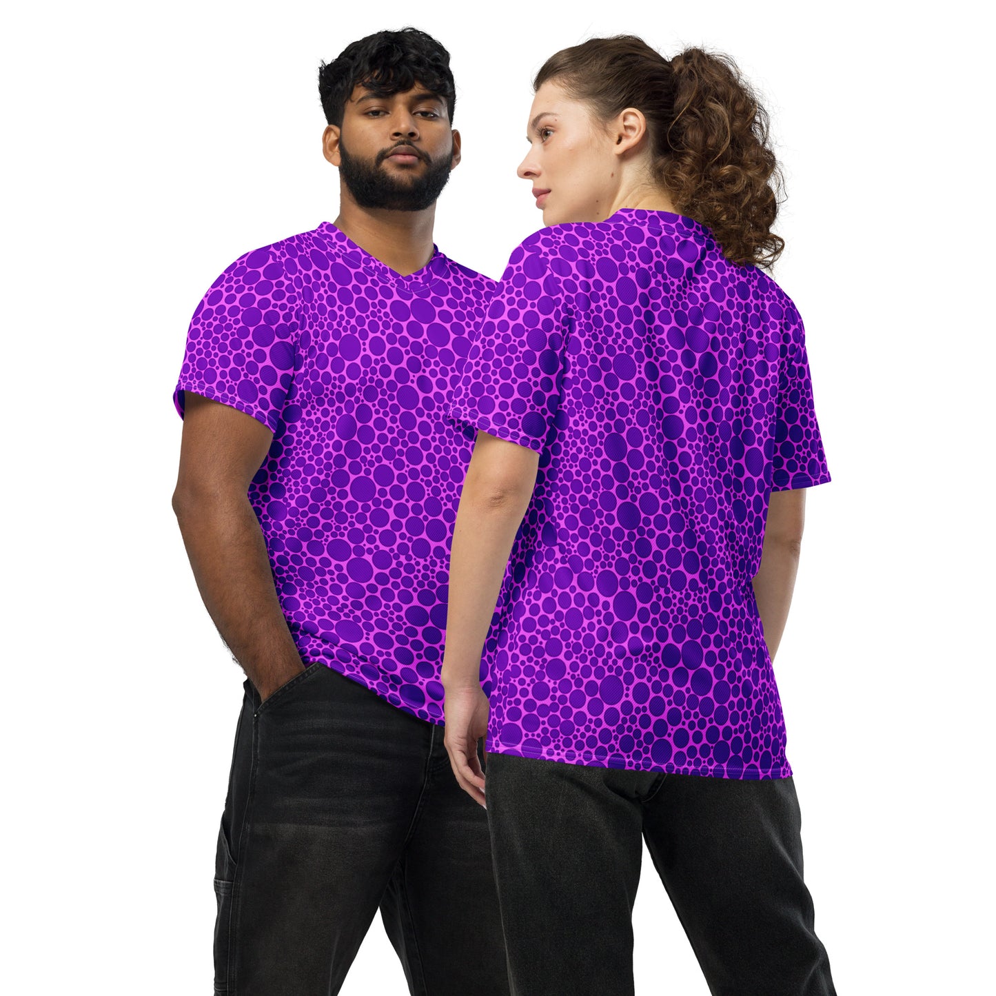 Unisex Sports Jersey - Purple on Pink Dots