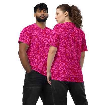 Red On Pink Unisex Sports Jersey Polka Dots