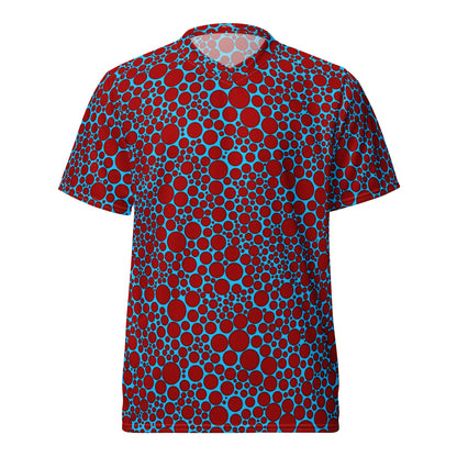 Unisex Sport Jersey - Red On Blue Polka Dots