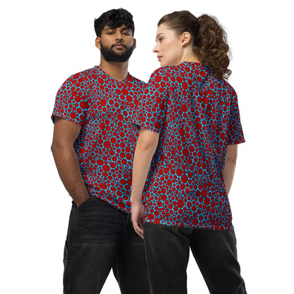 Unisex Sport Jersey - Red On Blue Polka Dots